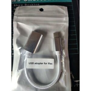 Unbranded USB-C to USB-A Adapter Mac iPad OS Silver New Braided OTG Dongle